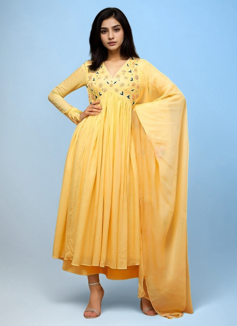 Teal Blue Palazzo style Anarkali Semi-Stitched Designer Salwar Kameez main image 1