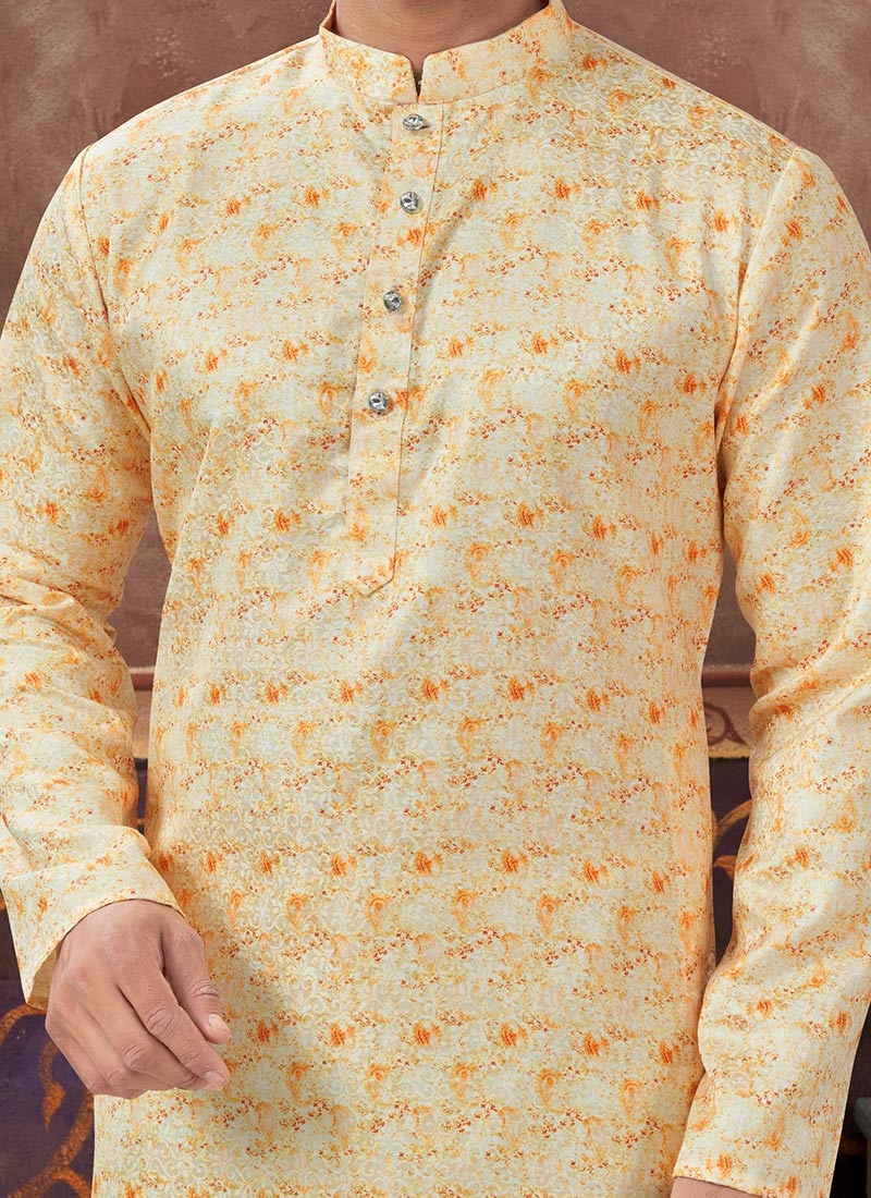 Embroidered Yellow Candy Kurta with Pyjama