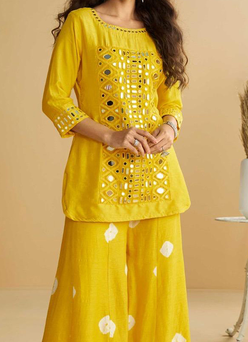 Luxe Fuchsia Gold Embroidered Kurta Palazzo Set main image 1