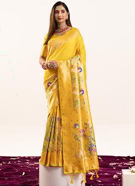 Yellow Soft Banarasi Silk Zari Woven Saree