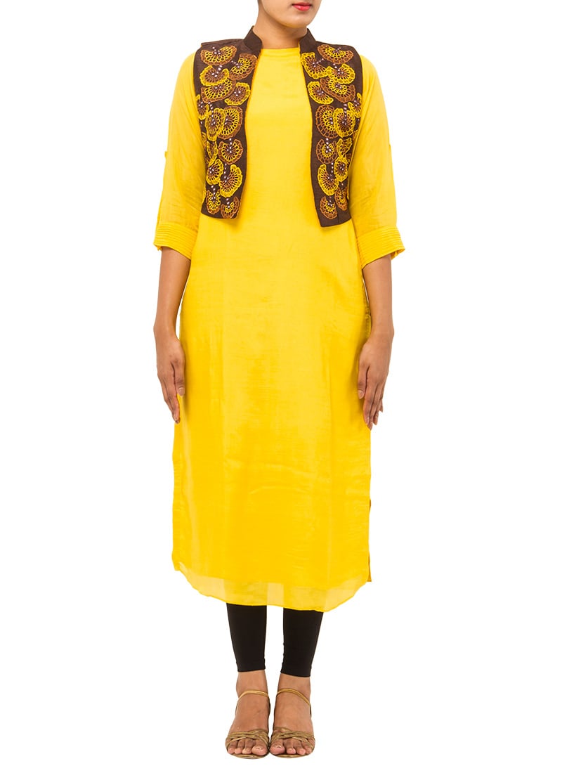 Yellow Soft Silk Kurti