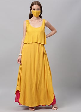 Yellow Round Neck Kurti