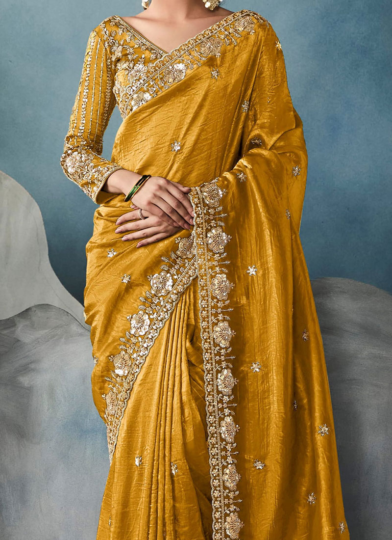 Stylish Yellow Sarees Online For Women Fancy Collections in India