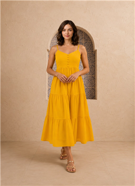 Yellow tropical palm tree printed cotton co ord se