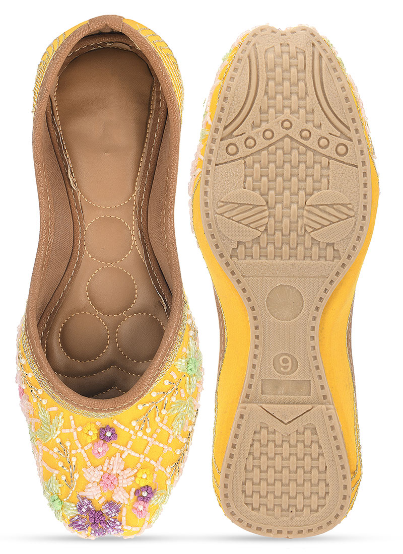 Yellow Zari Work Juti