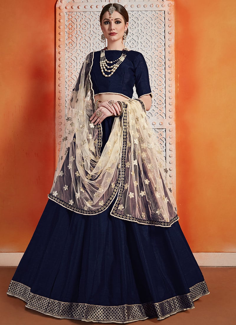 Zari Work Art Silk Umbrella Lehenga