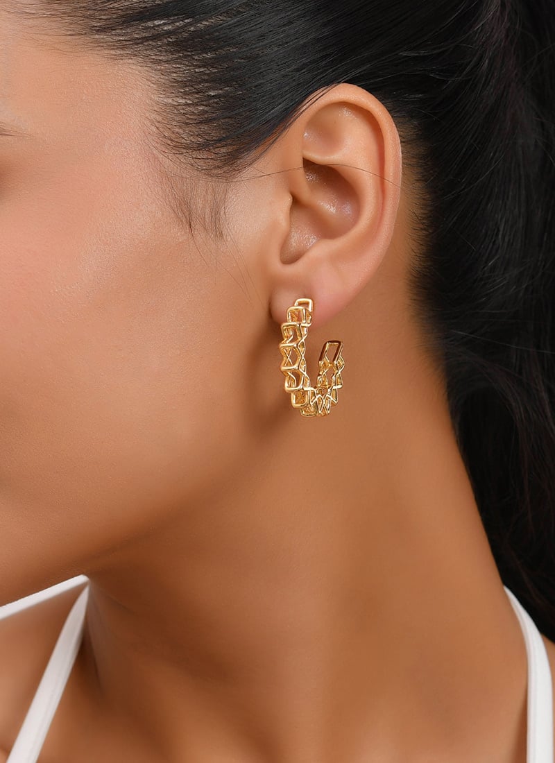 Zig Zag Open Hoop Earrings Festive Wear