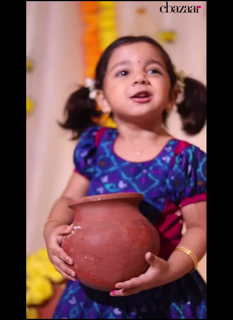 Art Silk Pochampalli Kids Girls A Line Lehenga With Round Neck And Half Sleeve Party Wear