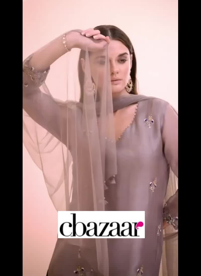 Beautifully Embroidered Silk Sharara Suit Party Wear
