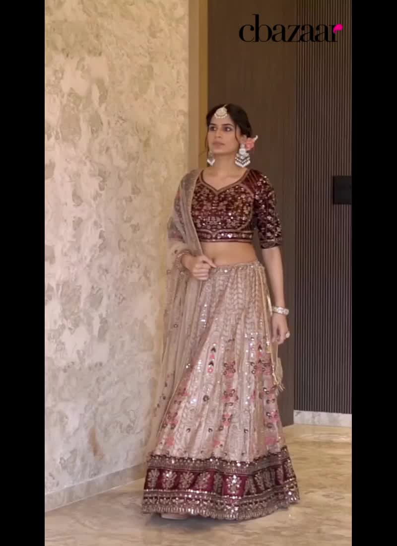 Brown Silk Embroidered Sequins Stunning Lehenga Wedding Wear