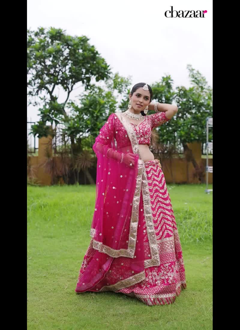 Cherry Red Silk Embroidered Sequins A Line Lehenga With Matching Choli And Dupatta Wedding Wear