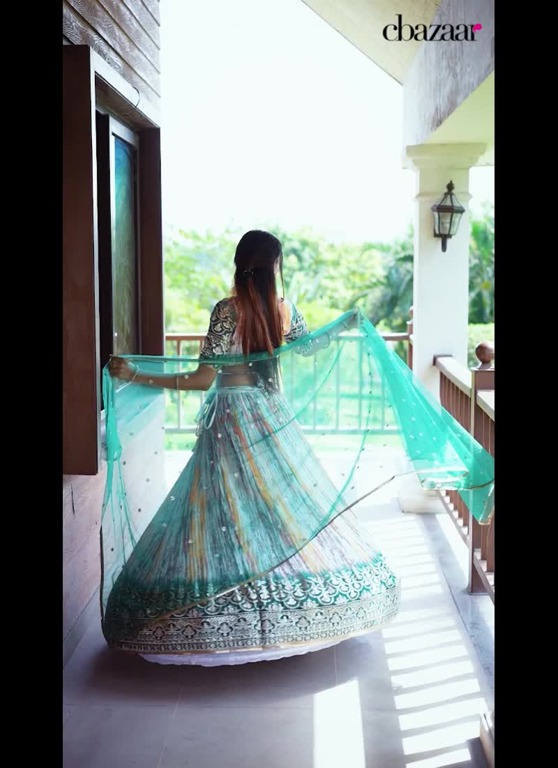 Chinon Sequins Embroidered A Line Lehenga Festive Wear