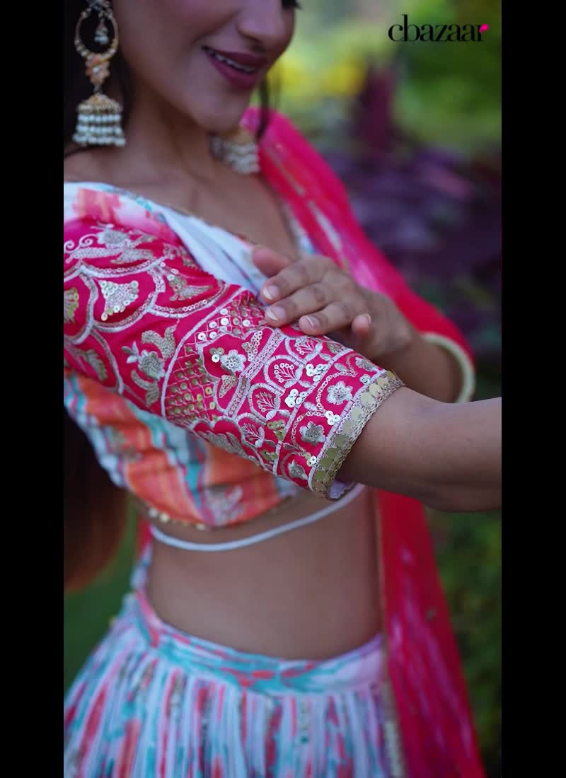 Chinon Sequins Embroidered A Line Lehenga Festive Wear