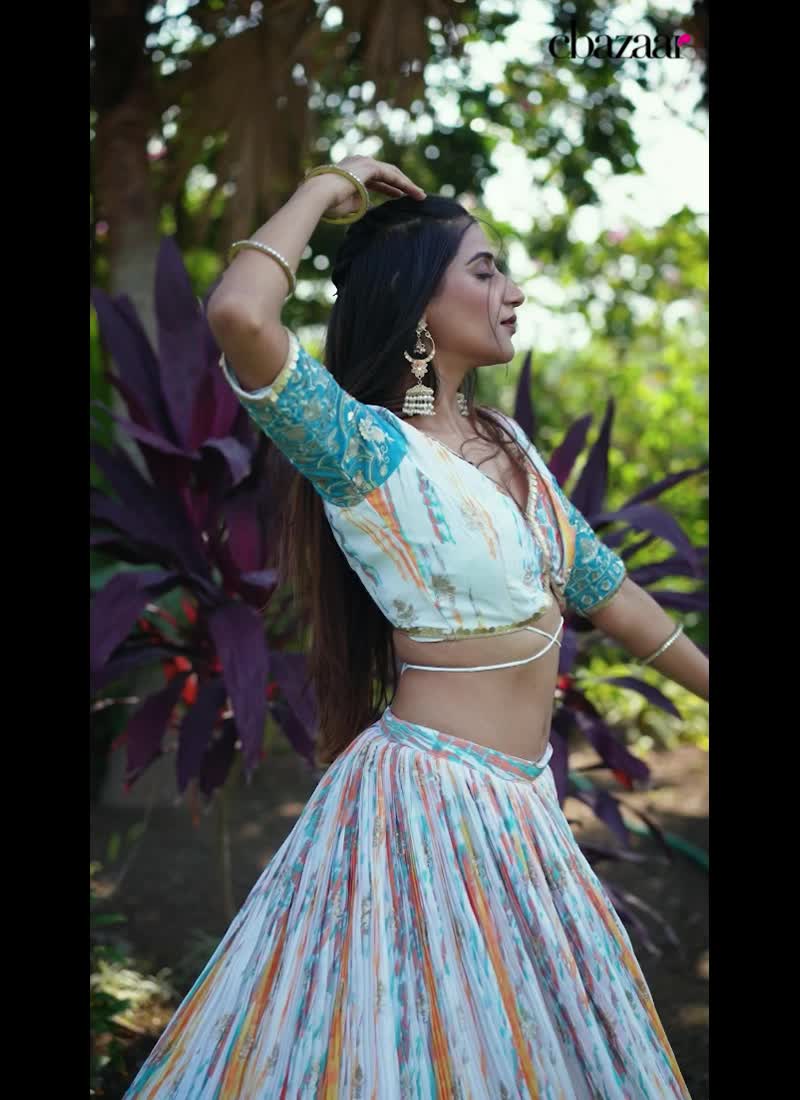 Chinon Sequins Embroidered A Line Lehenga Festive Wear