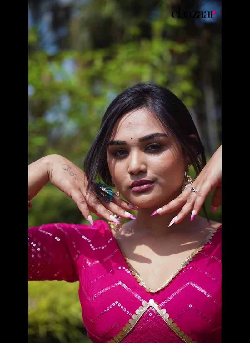 Desi Girl Delight Traditional Pink Chinon Embroidered Lehenga Party Wear