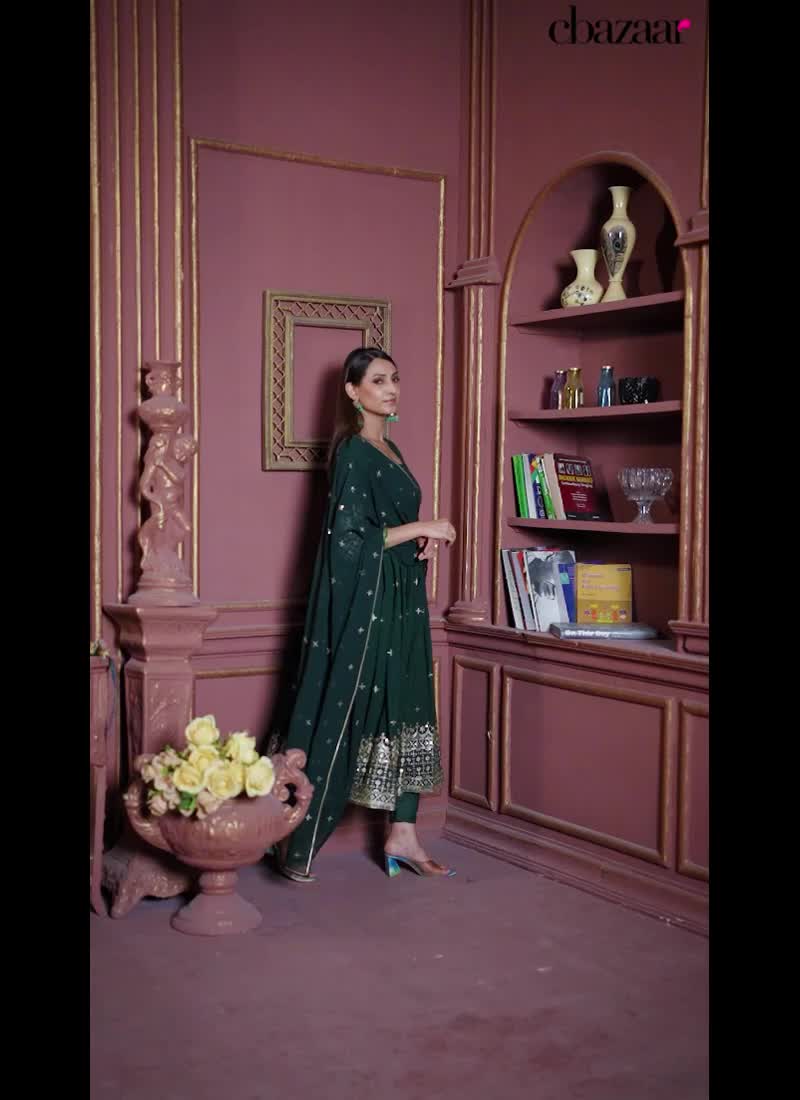 Faux Georgette Embroidered Anarkali Suit Party Wear