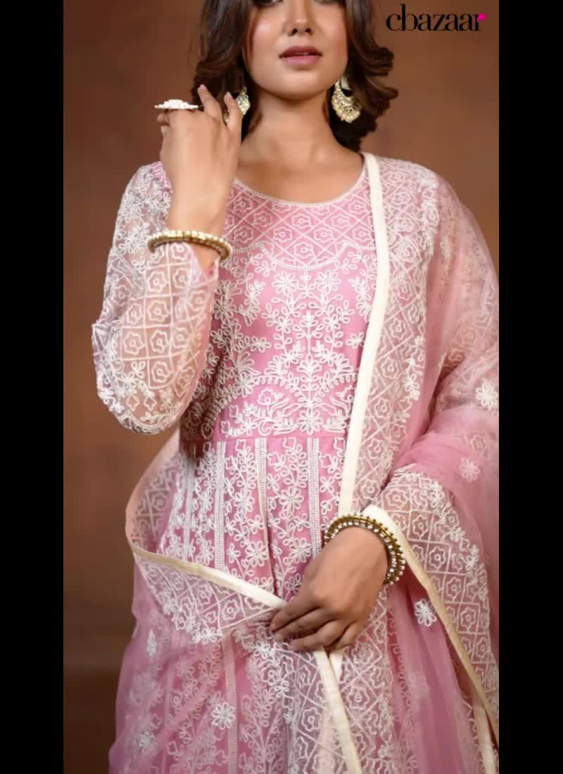 Gorgeously Embroidered Net Anarkali Suit Party Wear