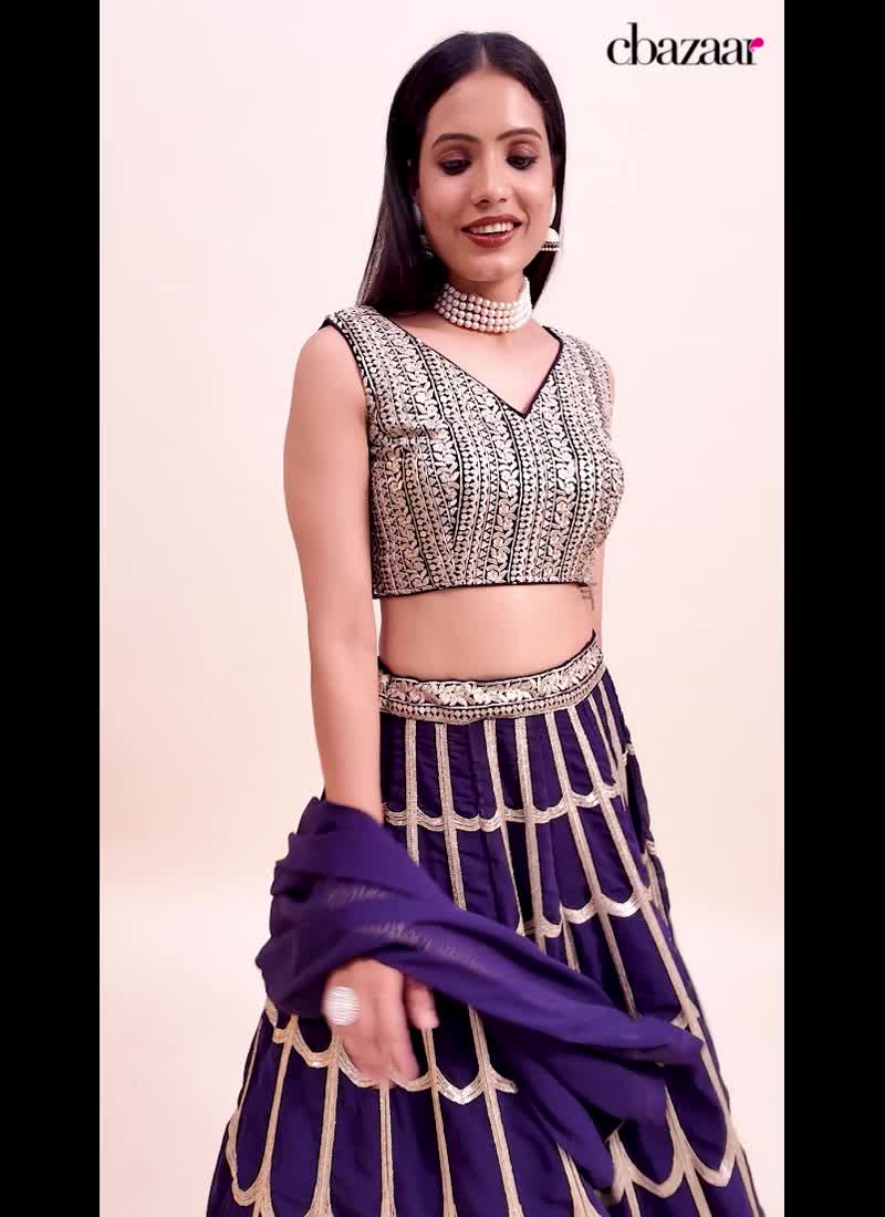 Lehenga With Choli And Dupatta In Navy Blue Georgette Embroidered Sequins Party Wear