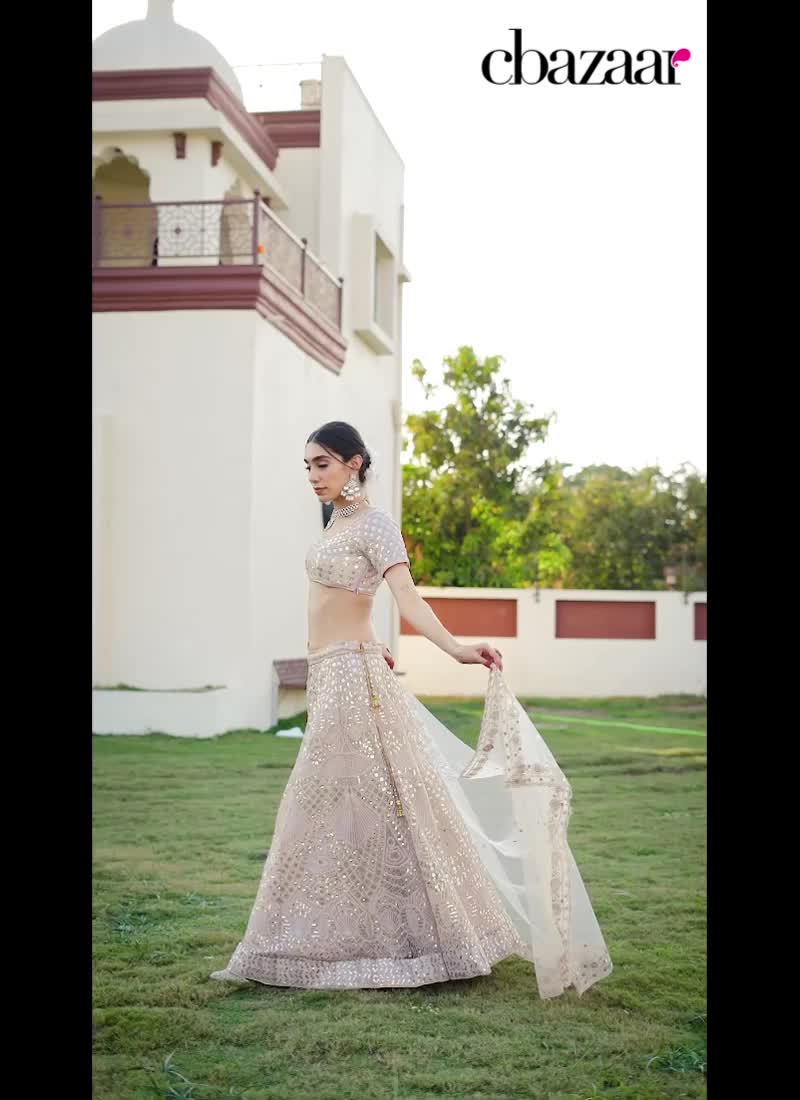 Light Lavender Net Zari Sequins Ravishing Lehenga Wedding Wear
