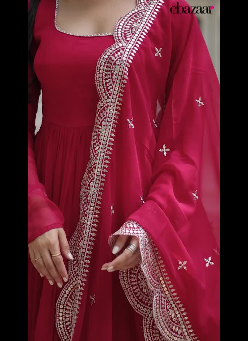 Luxurious Sequins Work Dupatta With Long Gown Party Wear