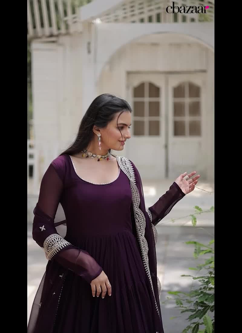 Luxurious Sequins Work Dupatta With Long Gown Party Wear