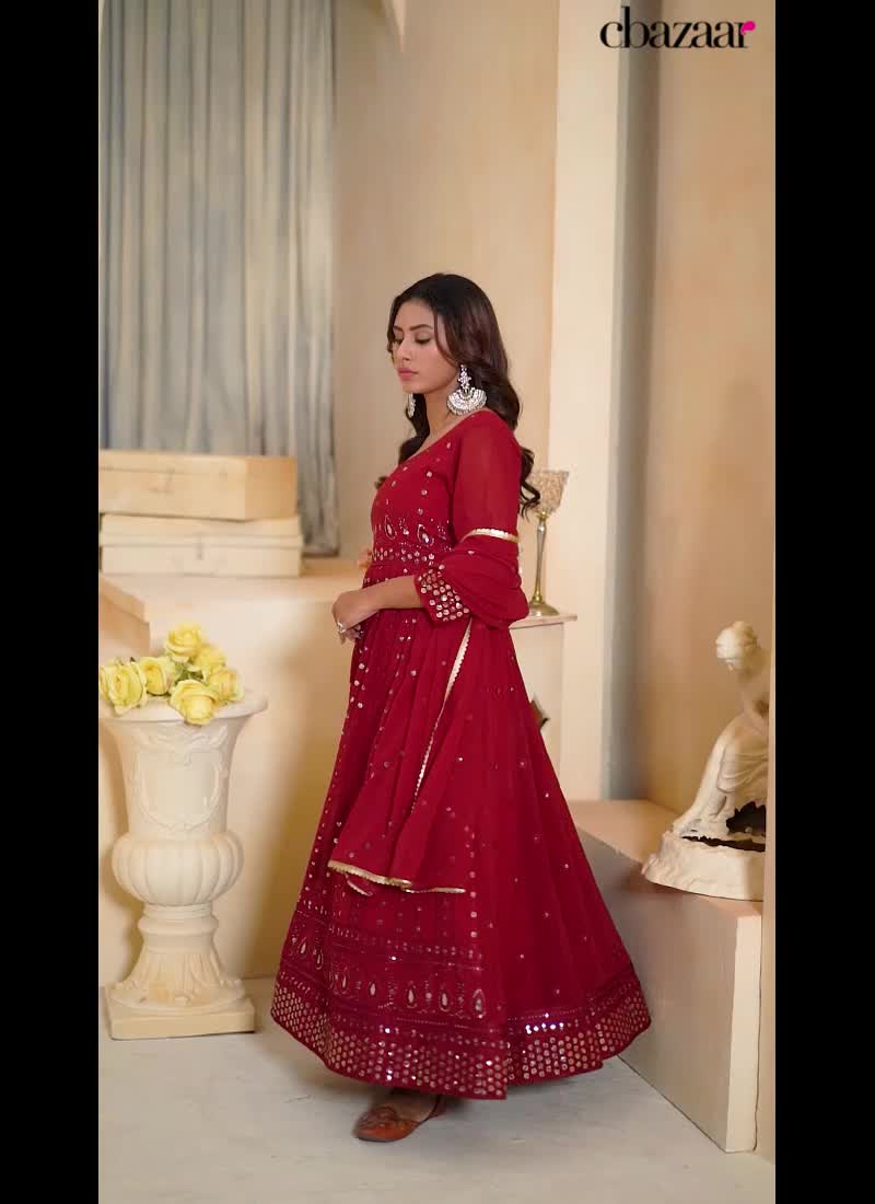 Majestic Georgette Embroidered Anarkali Suit Party Wear