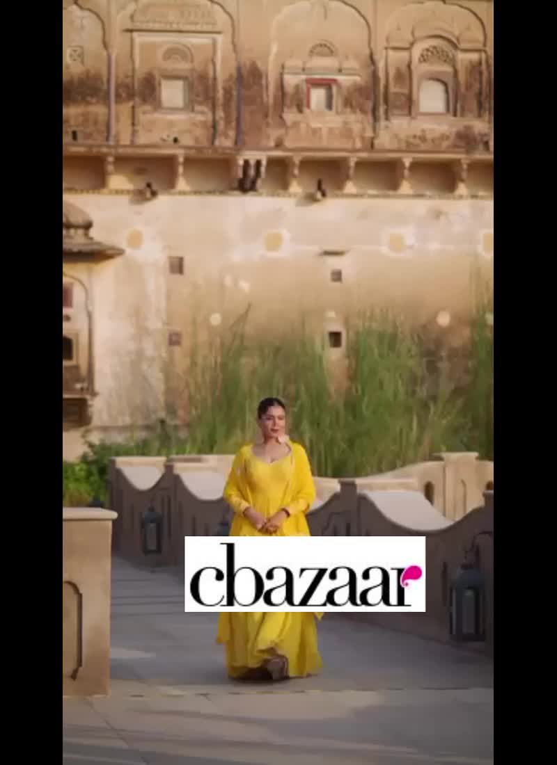 Marvellously Embroidered Yellow Anarkali Gown Party Wear