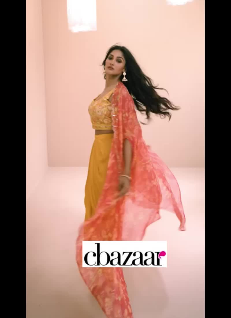 Mustard Satin Blend Embroidered Indowestern Sets and Suits Party Wear