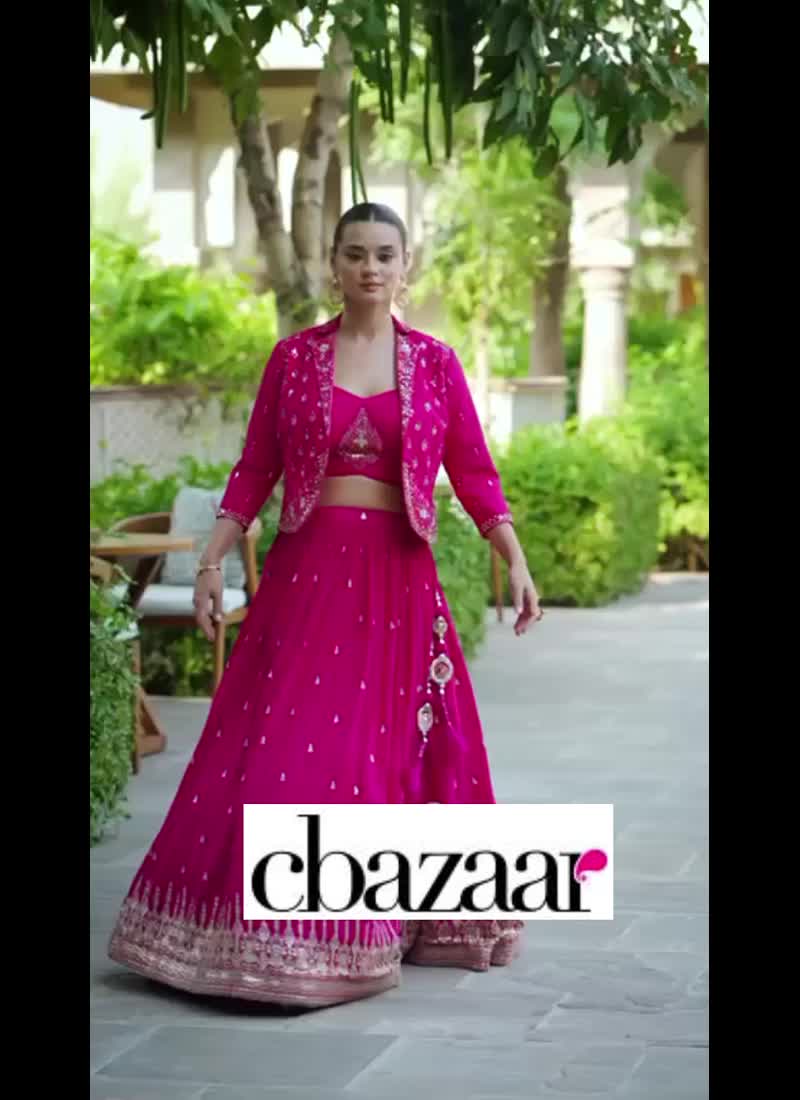 Pink Chinon Silk Embroidered Indowestern Sets And Suits Party Wear