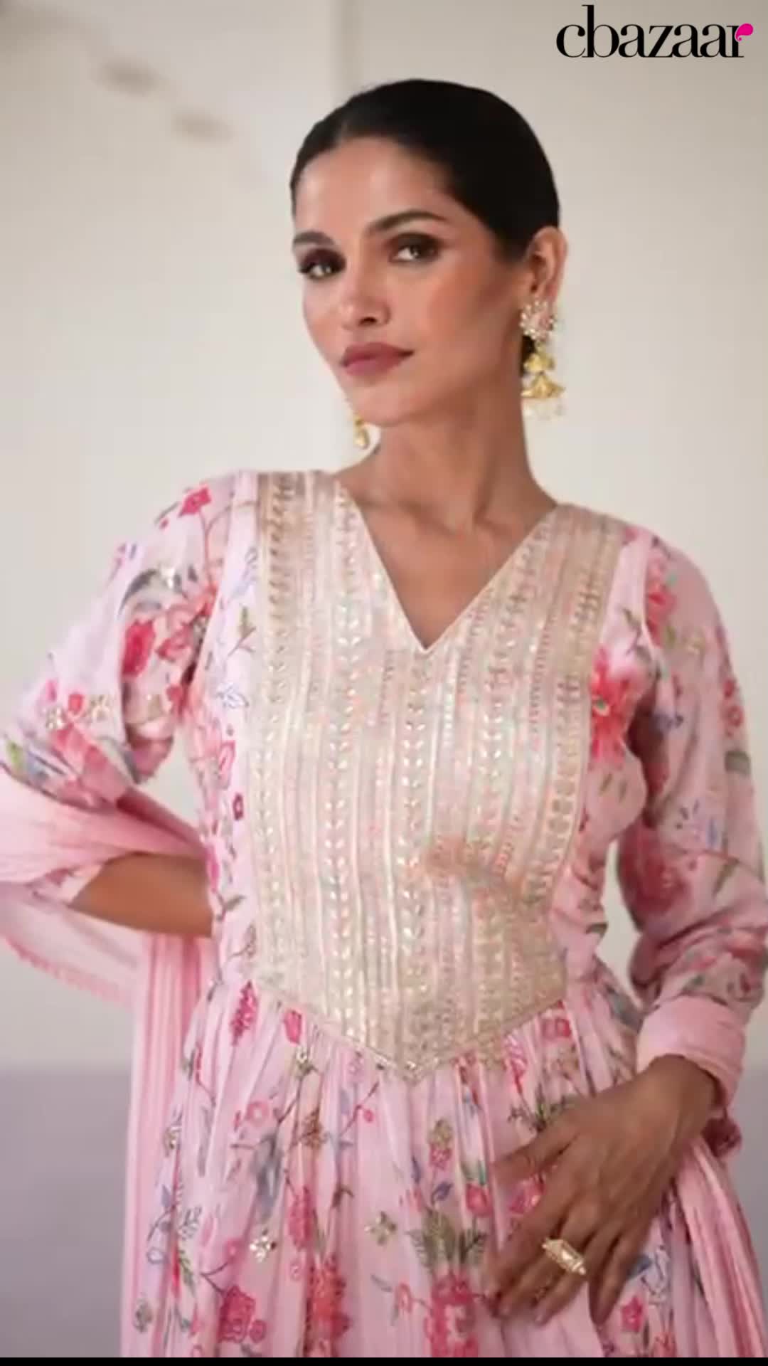 Pink Embroidery Printed Organza Silk Sharara Suit Party Wear