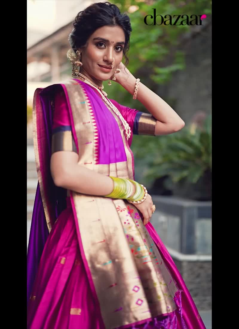 Rani Pink Jacquard Silk Zari Woven Lehenga  Festive Wear