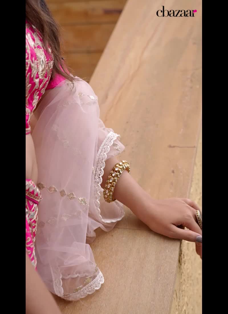 Rani Pink Silk Embroidered Sequins A Line Lehenga With Matching Choli And Dupatta Wedding Wear