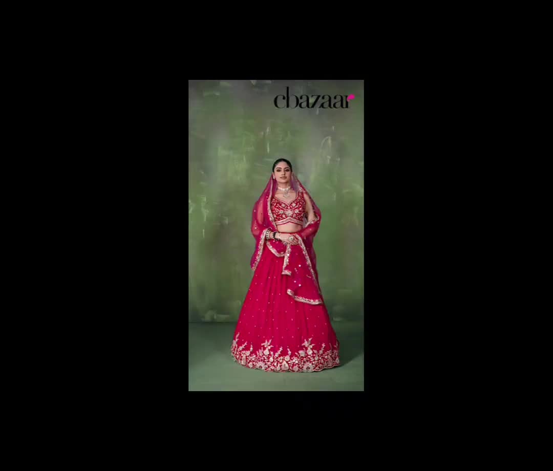Red Georgette Embroidered Sequins And Beads Work Lehenga Wedding Wear