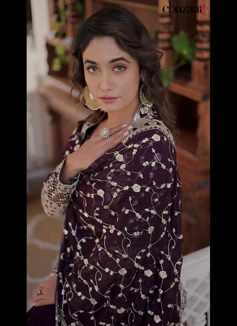 Serenity Ethereal Embroidered Sequins Sharara Suit Party Wear